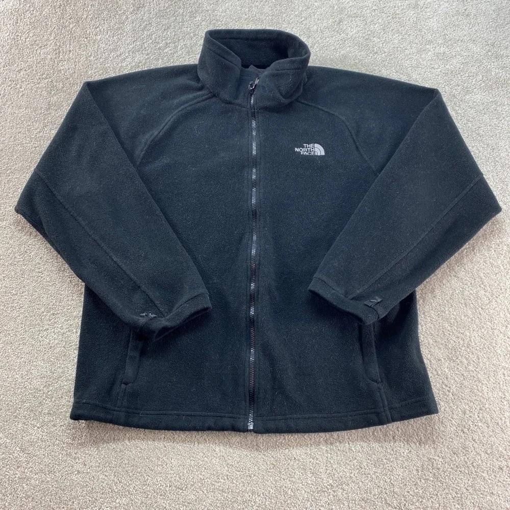 The North Face Full Zip Fleece Jacket Mens Large Black‎ TKA 100 Mock Neck Raglan